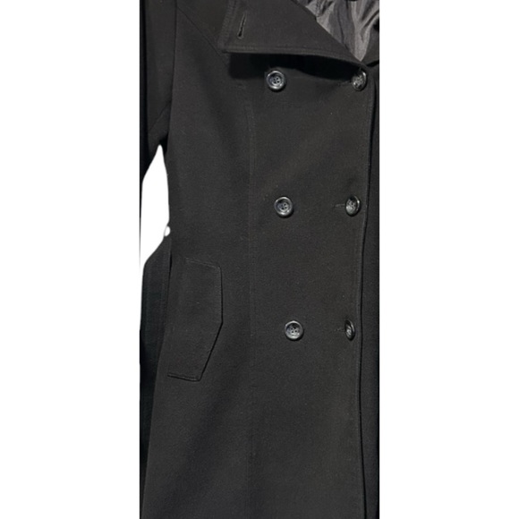 MaxMara Black Wool Blend Double-Breasted Plaid Lined Hooded Coat Size XL - Picture 5 of 9